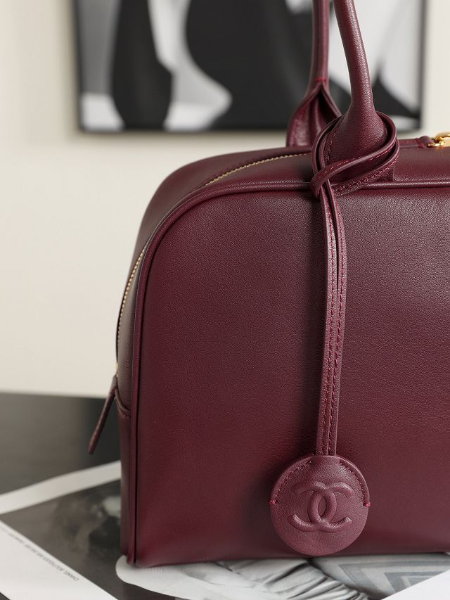 CC calfskin medium bowling bag AS6580 bordeaux