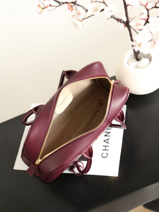 CC calfskin medium bowling bag AS6580 bordeaux