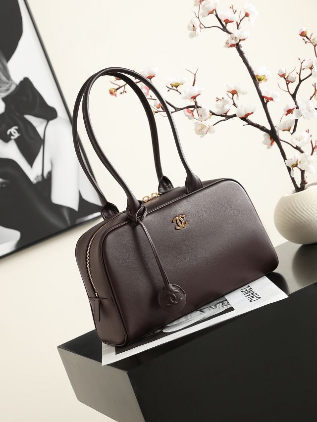 CC calfskin medium bowling bag AS6580 dark brown