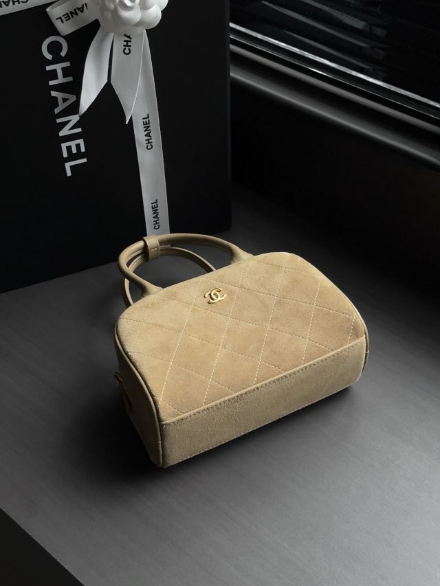CC suede calfskin clutch with strap AP5528 beige