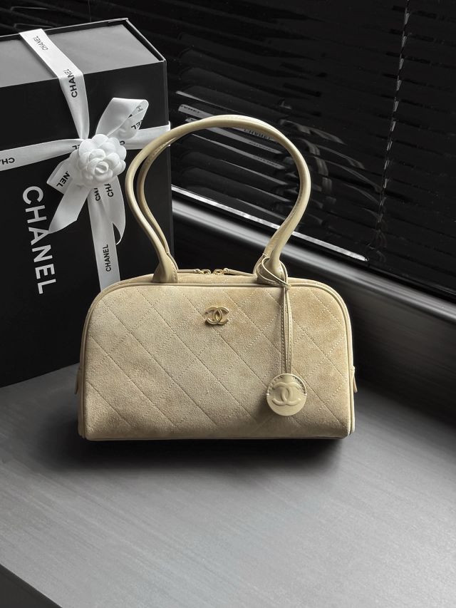 CC suede calfskin medium bowling bag AS6580 beige