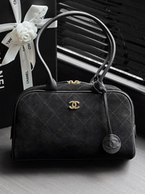 CC suede calfskin medium bowling bag AS6580 black
