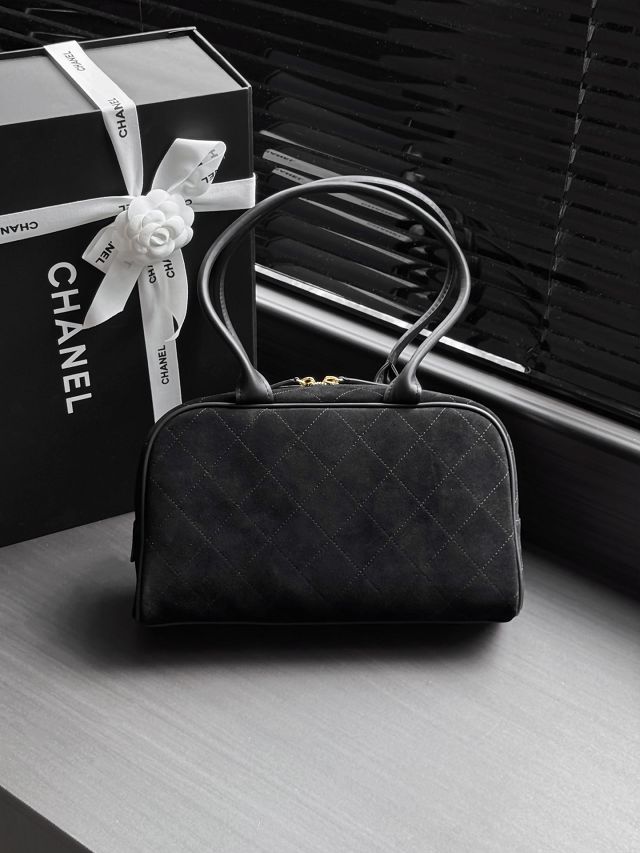 CC suede calfskin medium bowling bag AS6580 black