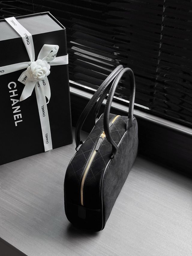 CC suede calfskin medium bowling bag AS6580 black