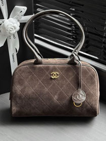 CC suede calfskin medium bowling bag AS6580 dark brown