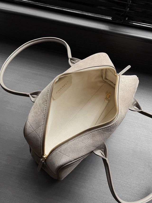 CC suede calfskin medium bowling bag AS6580 grey
