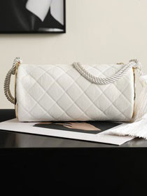 CC velvet clutch with strap AP5310 white