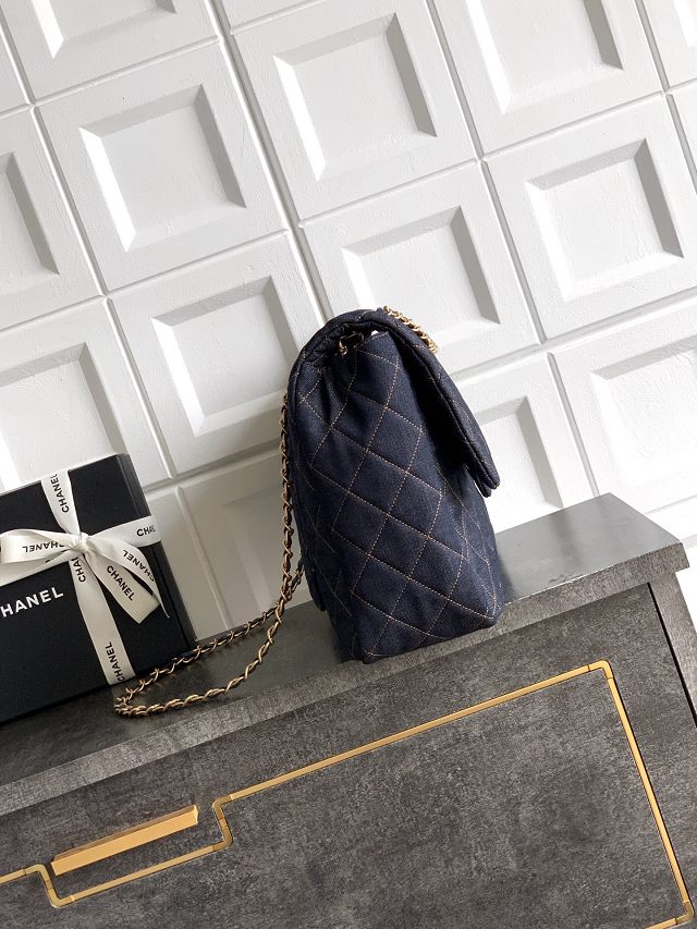 CC denim maxi flap bag AS6234 dark blue