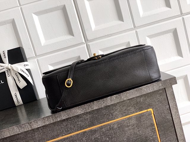 CC grained calfskin maxi flap bag AS6231 black
