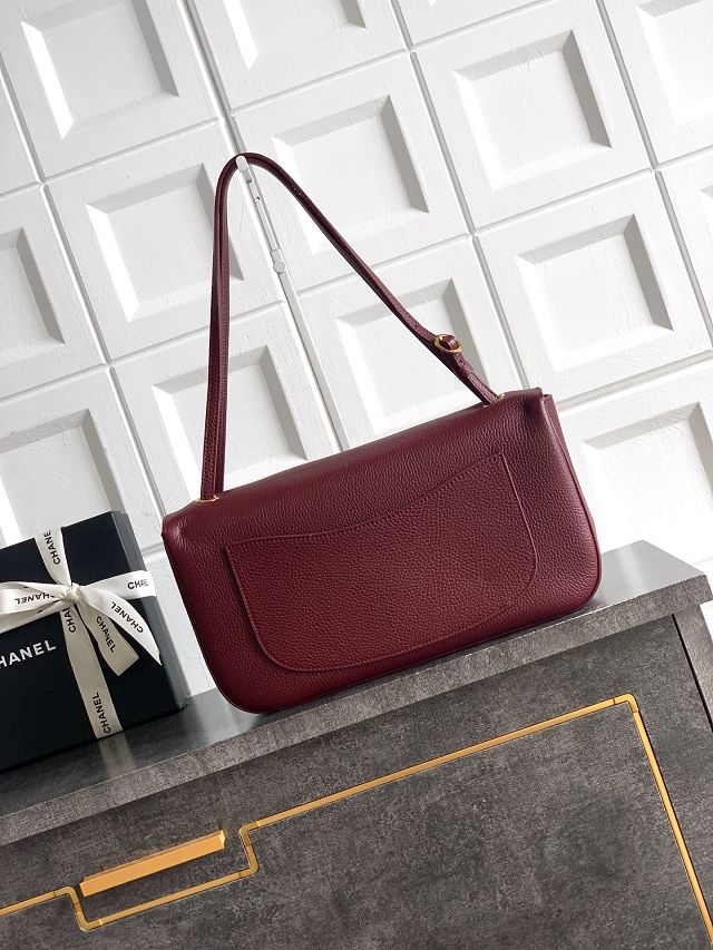 CC grained calfskin maxi flap bag AS6231 bordeaux