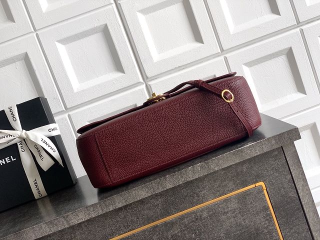 CC grained calfskin maxi flap bag AS6231 bordeaux