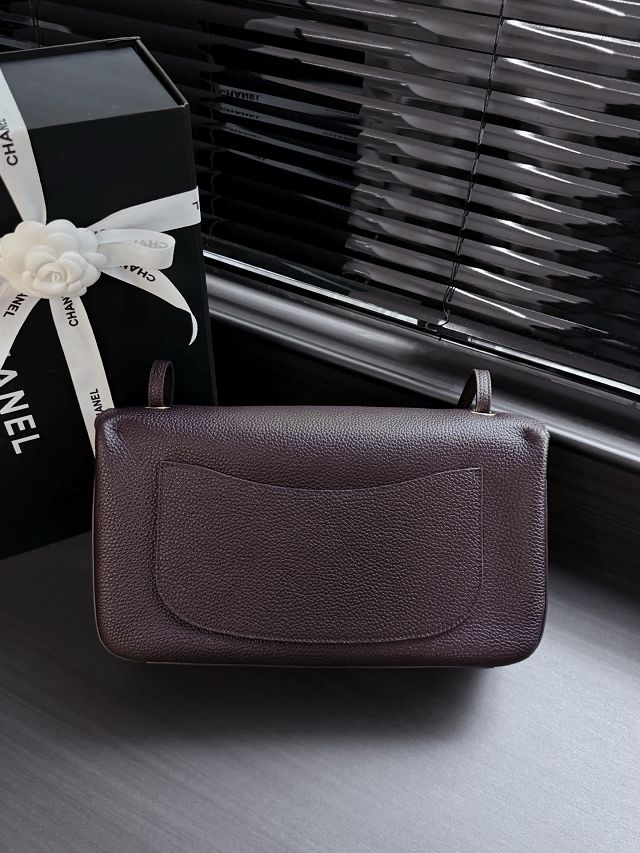CC grained calfskin maxi flap bag AS6231 dark brown