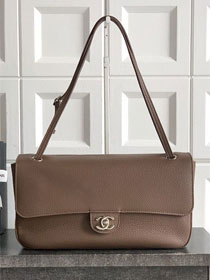 CC grained calfskin maxi flap bag AS6231 light brown