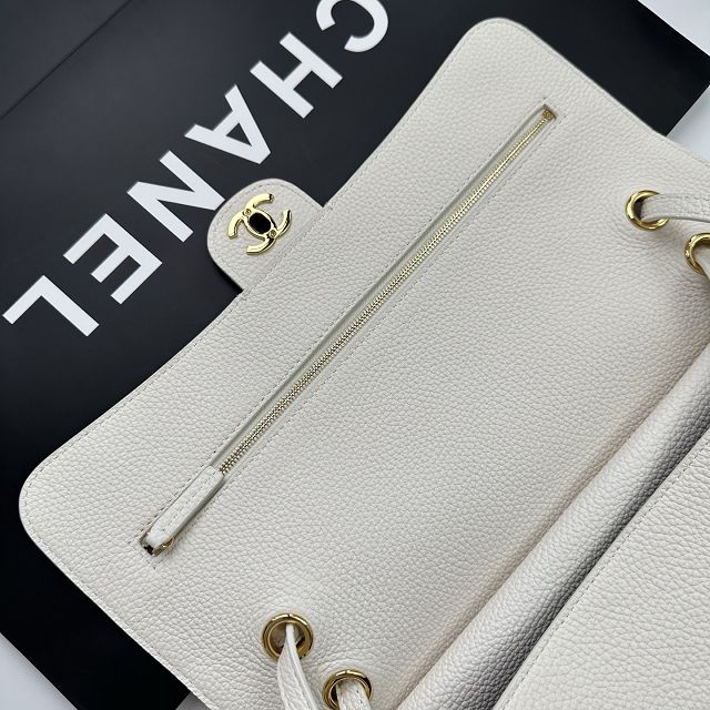 CC grained calfskin maxi flap bag AS6231 white