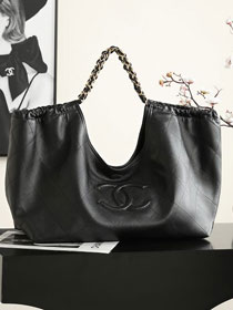 CC lambskin large shopping bag AS6475 black