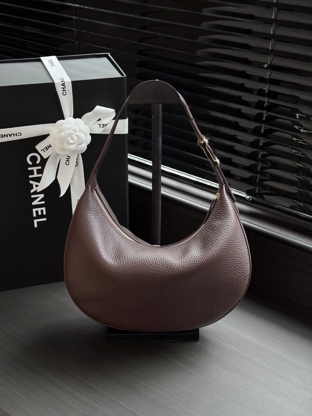 CC grained calfskin hobo handbag AS6570 dark brown