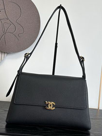 CC grained calfskin maxi flap bag AS6482 black