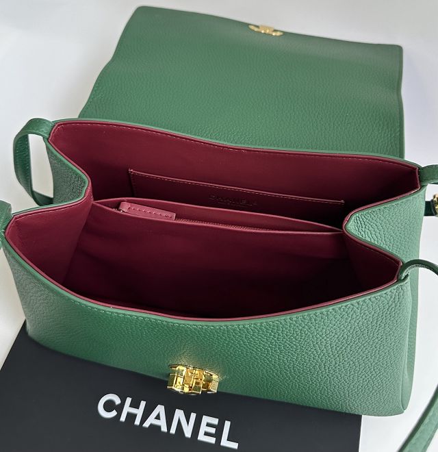CC grained calfskin maxi flap bag AS6482 green