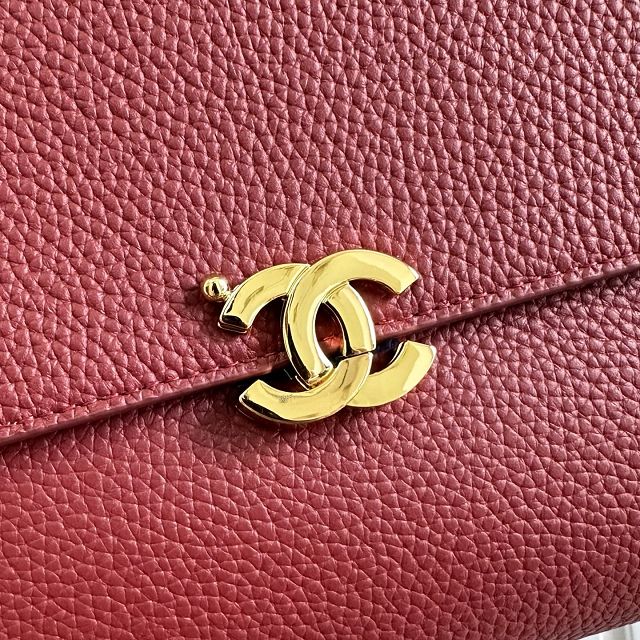 CC grained calfskin maxi flap bag AS6482 red