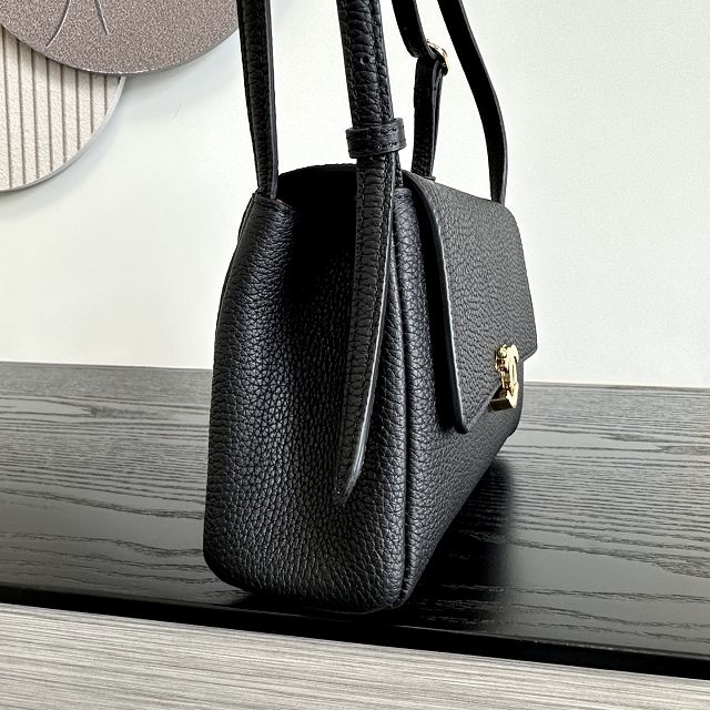 CC grained calfskin small flap bag AS6489 black 