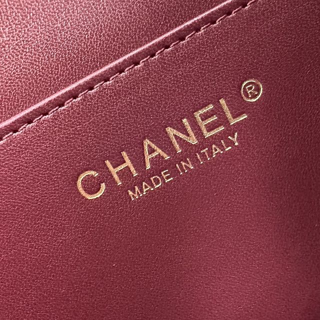CC grained calfskin small flap bag AS6489 bordeaux