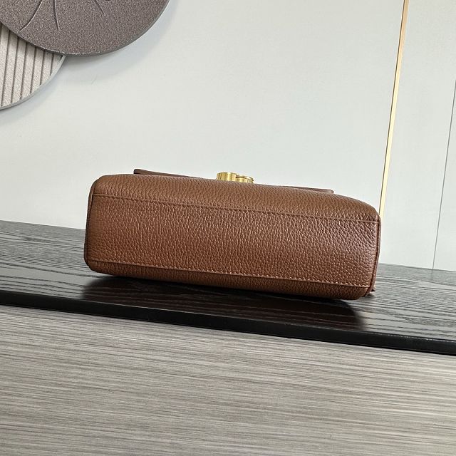 CC grained calfskin small flap bag AS6489 brown