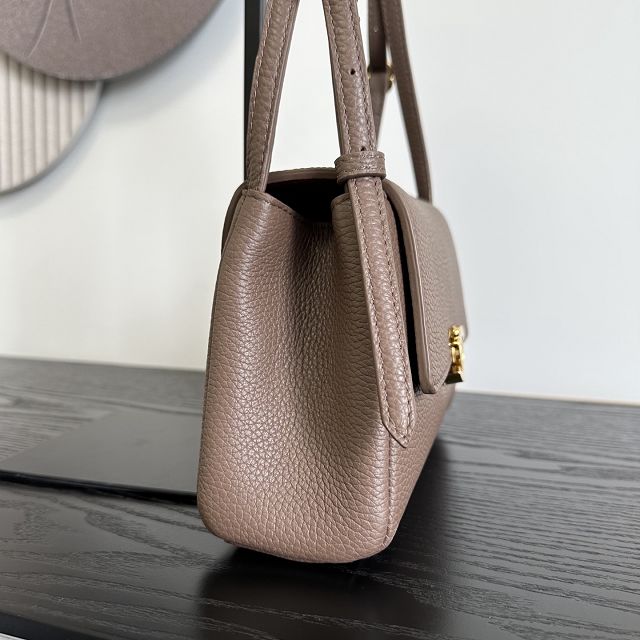 CC grained calfskin small flap bag AS6489 light brown