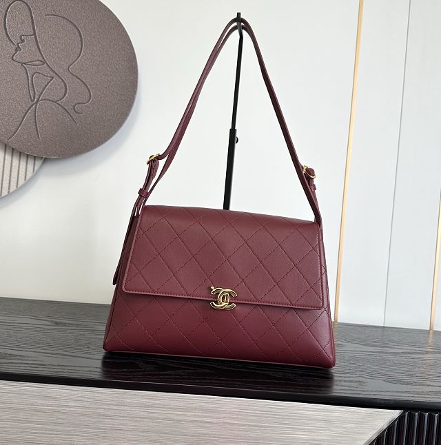 CC lambskin maxi flap bag AS6482 bordeaux