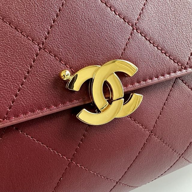 CC lambskin maxi flap bag AS6482 bordeaux