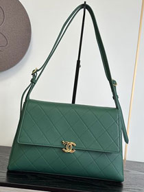 CC lambskin maxi flap bag AS6482 green