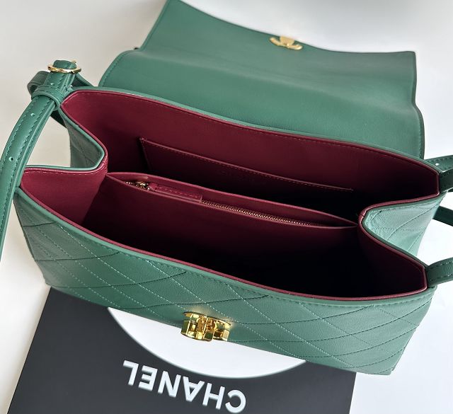 CC lambskin maxi flap bag AS6482 green