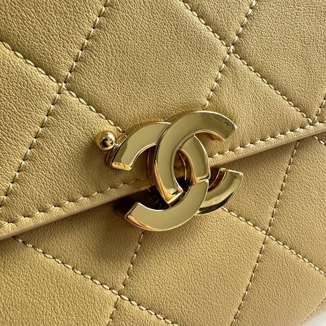 CC lambskin maxi flap bag AS6482 yellow