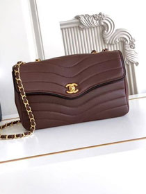 CC lambskin medium flap bag AS6497 dark brown