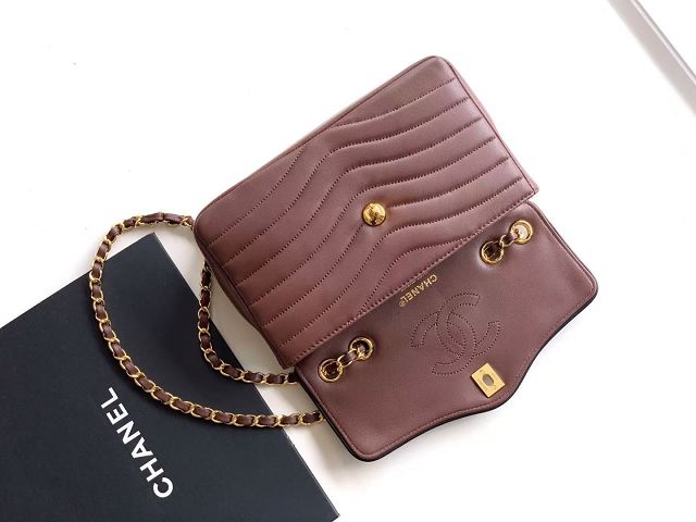 CC lambskin medium flap bag AS6497 dark brown