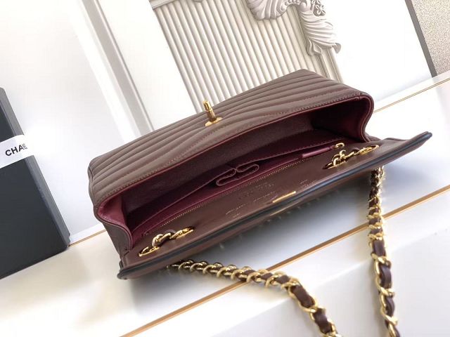 CC lambskin medium flap bag AS6497 dark brown