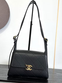 CC lambskin small flap bag AS6489 black