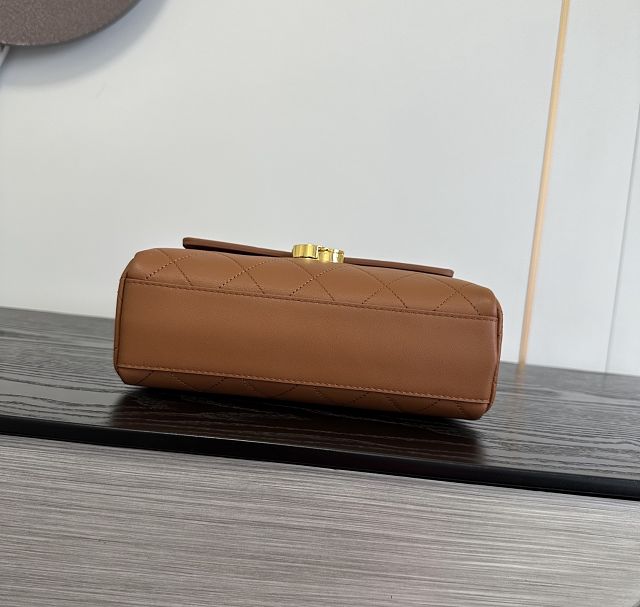 CC lambskin small flap bag AS6489 brown