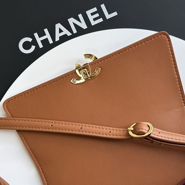 CC lambskin small flap bag AS6489 brown