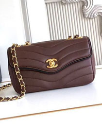 CC lambskin small flap bag AS6498 dark brown