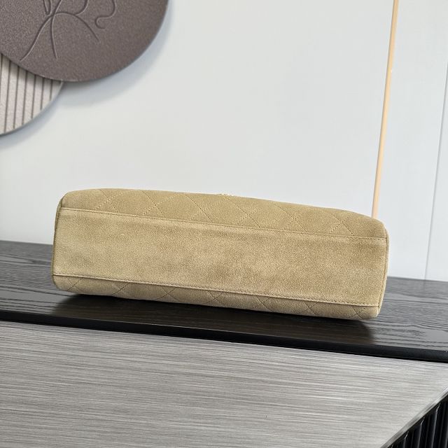 CC suede calfskin maxi flap bag AS6482 beige