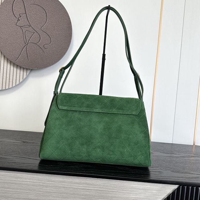 CC suede calfskin maxi flap bag AS6482 green