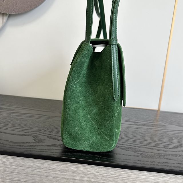 CC suede calfskin maxi flap bag AS6482 green