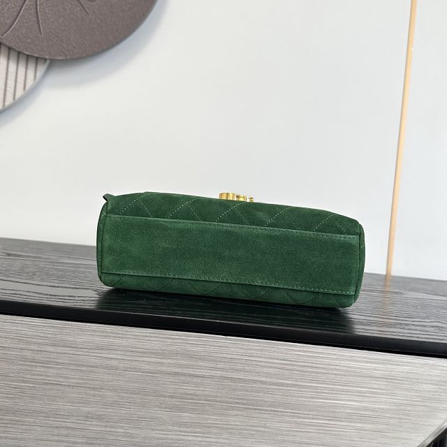 CC suede calfskin small flap bag AS6489 green