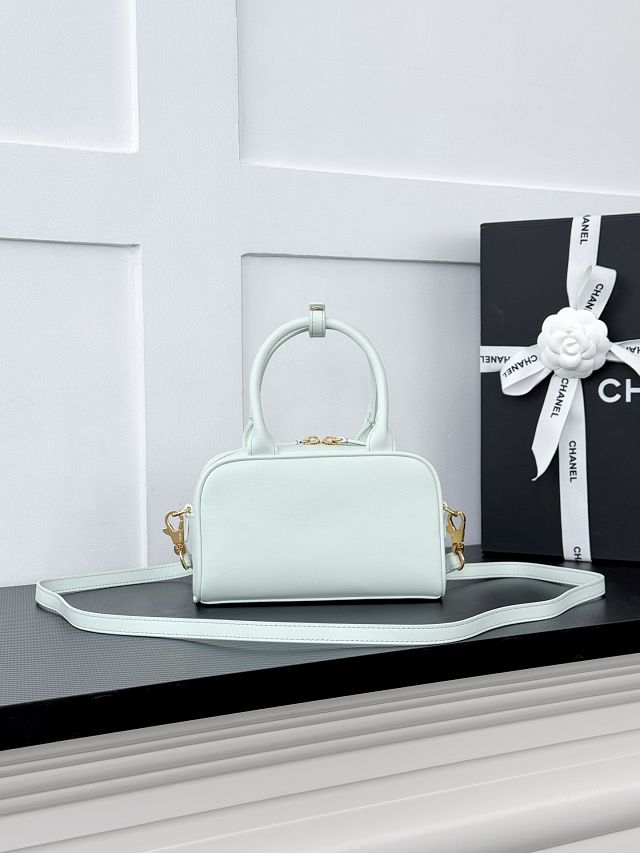 CC calfskin clutch with strap AP5528 light green