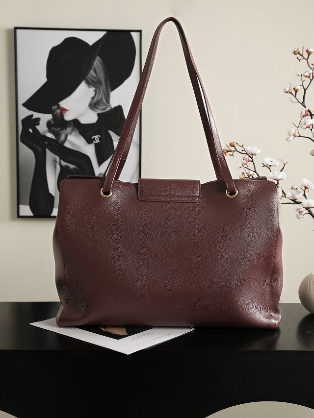 CC grained calfskin large shopping bag AS6245 bordeaux