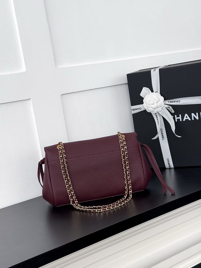 CC grained calfskin small tote bag AS6427 bordeaux