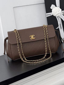 CC grained calfskin small tote bag AS6427 dark brown