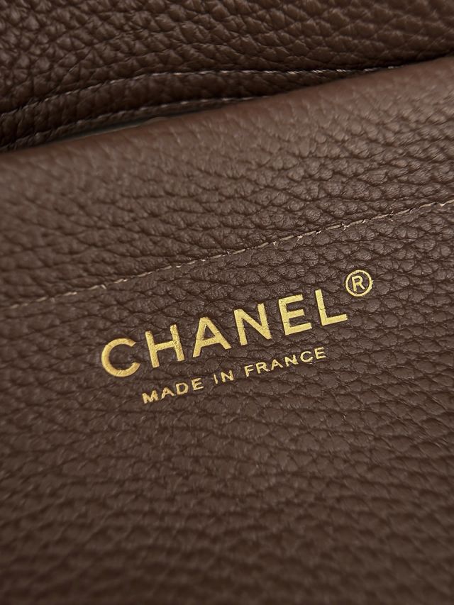 CC grained calfskin small tote bag AS6427 dark brown