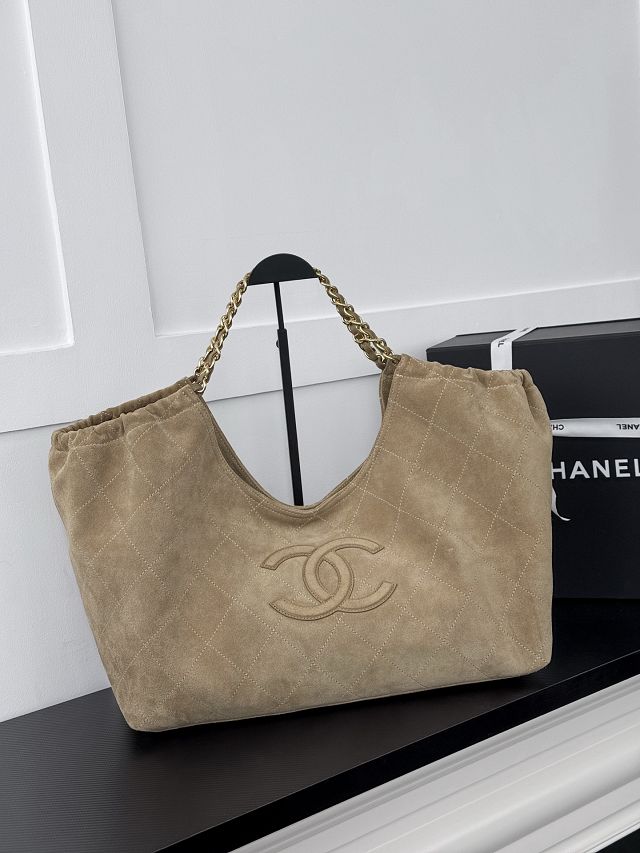 CC suede calfskin large shopping bag AS6475 beige