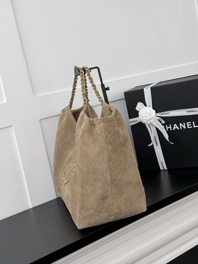 CC suede calfskin large shopping bag AS6475 beige
